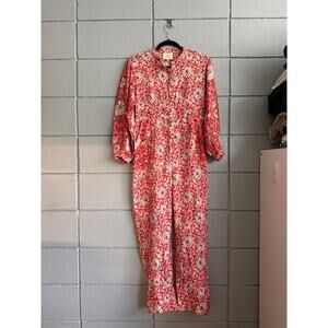 Womens Hannah Artwear 100% Silk Printed Josephine Jumpsuit size 4 Artsy Bohemian